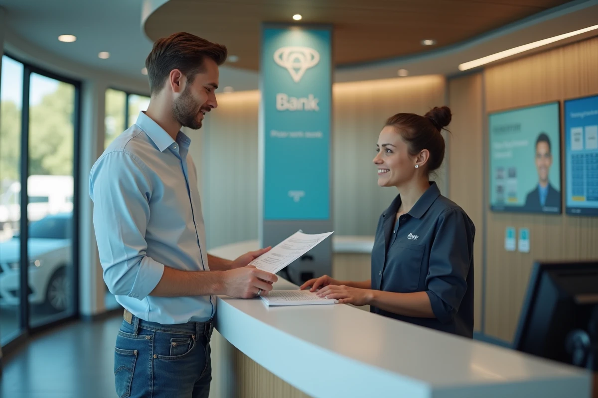 Jeune homme parlant avec un conseiller bancaire